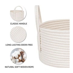 Generic Cotton Round Storage Rope Woven Baskets Pack of 2 (White)