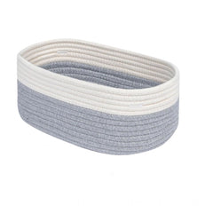 Generic Cotton Oval Storage Rope Woven Baskets Pack of 1 (White Grey)
