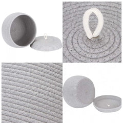 Generic Cotton Bear Shaped Storage Matka Basket With Lid Pack of 1 (Grey)