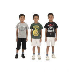 Generic Pack of 3 Boy's Cotton Printed Short Sleeve T-Shirt's (Multicolor)