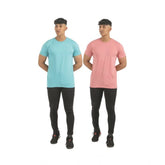 Generic Pack of 2 Men's Casual Cotton Solid Short Sleeve Tshirts (Multicolor)