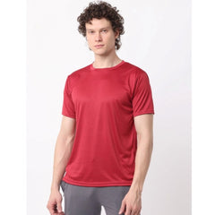 Generic Pack of 2 Men's Casual Polyester Blend Solid Short Sleeve Tshirts (Multicolor)