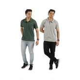Generic Pack of 2 Men's Casual Cotton Solid Short Sleeve Tshirts (Multicolor)