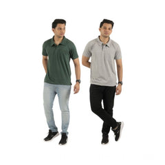 Generic Pack of 2 Men's Casual Cotton Solid Short Sleeve Tshirts (Multicolor)