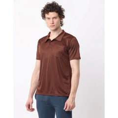 Generic Pack of 2 Men's Casual Cotton Blend Solid Short Sleeve Tshirts (Multicolor)