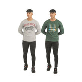 Generic Pack of 2 Men's Casual Cotton Printed Full Sleeve Tshirts (Multicolor)