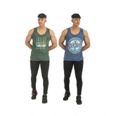 Generic Pack of 2 Men's Casual Cotton Printed Sleeveless Sleeve Tshirts (Multicolor)