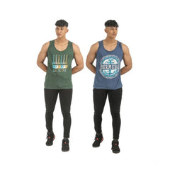 Generic Pack of 2 Men's Casual Cotton Printed Sleeveless Sleeve Tshirts (Multicolor)