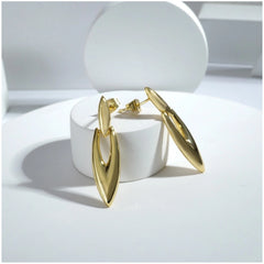 Generic Women's brassNew Gold Tone Polish Mini Office Earrings (Gold Plated)