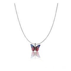 Generic Women's Stainless Steel Colorful Butterfly Pendent Dailywear chain (Silver Plated)