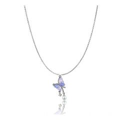 Generic Women's Stainless Steel Butterfly Dailywear Pendent Delicate Chain (Silver Plated)