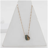 Generic Women's Stainless Steel Green Ring Pendent Delicate Chain (Gold Plated)