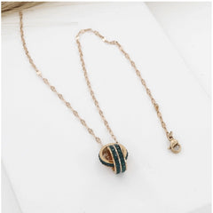 Generic Women's Stainless Steel Green Ring Pendent Delicate Chain (Gold Plated)
