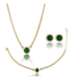 Generic Women's Stainless Steel Green Color Golden Chain Western Combo Jewelry (Gold Plated)