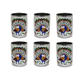 Generic Steel Meenakari Peacock Design Decorative Glass Set (Silver)