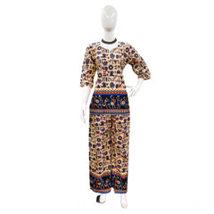Generic Women's Cotton Jaipuri Printed 3-4th Sleeve Co ord Set (Multicolor)