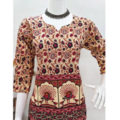 Generic Women's Cotton Jaipuri Printed 3-4th Sleeve Co ord Set (Multicolor)