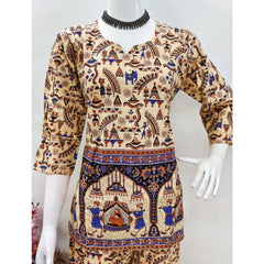 Generic Women's Cotton Jaipuri Printed 3-4th Sleeve Co ord Set (Multicolor)