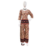 Generic Women's Cotton Jaipuri Printed 3-4th Sleeve Co ord Set (Multicolor)