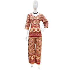 Generic Women's Cotton Jaipuri Printed 3-4th Sleeve Co ord Set (Multicolor)