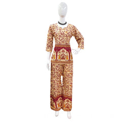 Generic Women's Cotton Jaipuri Printed 3-4th Sleeve Co ord Set (Multicolor)