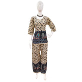 Generic Women's Cotton Jaipuri Printed 3-4th Sleeve Co ord Set (Multicolor)