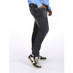 Generic Men's Cotton Blended Solid Plus Size Jeans (Grey)