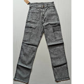 Generic Women's Cotton Blended Solid Cargo Straight Fit (Grey)