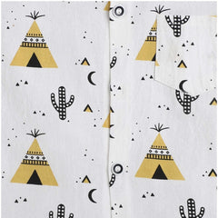 Generic Boy's Cotton Blend Printed Short Sleeve Shirt and Shorts Set (White)