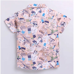 Generic Boy's Cotton Blend Printed Short Sleeve Shirt (MultiColor)