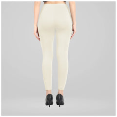 Generic Women's Cotton Blended Solid Ankle legging (Off White)
