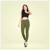 Generic Women's Cotton Blended Solid Ankle legging (Olive Green)
