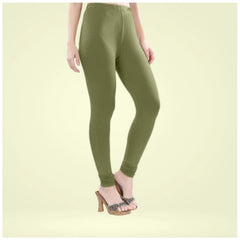 Generic Women's Cotton Blended Solid Churidar leggings (Olive Green)