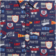 Generic Boy's Cotton Blend Printed Short Sleeve Shirt (Navy Blue)