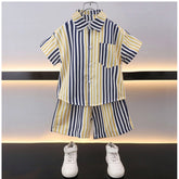 Generic Boy's Lycra Blend Printed Short Sleeve Shirt and Shorts Set (MultiColor)