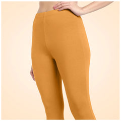 Generic Women's Cotton Blended Solid Ankle legging (Mustard Yellow)