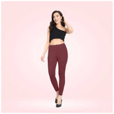 Generic Women's Cotton Blended Solid Ankle legging (Maroon)