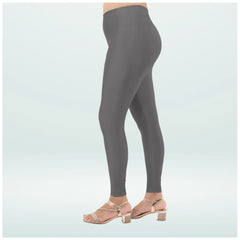 Generic Women's Cotton Blended Solid Shimmer Ankle leggings (Dark Gray)