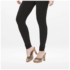 Generic Women's Cotton Blended Solid Churidar leggings (Black)