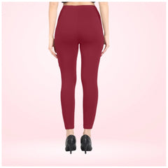Generic Women's Cotton Blended Solid Ankle legging (Red Maroon)
