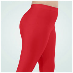 Generic Women's Cotton Blended Solid Shimmer Ankle leggings (Red)
