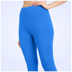 Generic Women's Cotton Blended Solid Ankle legging (Blue)