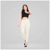 Generic Women's Cotton Blended Solid Ankle legging (Off White)