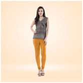 Generic Women's Cotton Blended Solid Churidar leggings (Mustard Yellow)