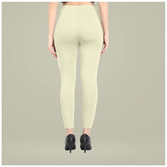 Generic Women's Cotton Blended Solid Ankle legging (Cream)