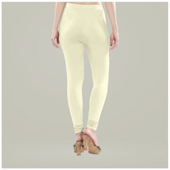 Generic Women's Cotton Blended Solid Churidar leggings (Cream)