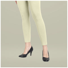 Generic Women's Cotton Blended Solid Ankle legging (Cream)