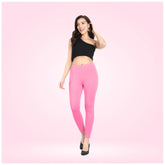 Generic Women's Cotton Blended Solid Ankle legging (Baby Pink)