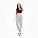 Generic Women's Cotton Blended Solid Ankle legging (Silver Gray)