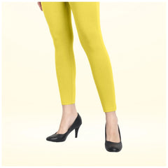 Generic Women's Cotton Blended Solid Ankle legging (Lemon Yellow)